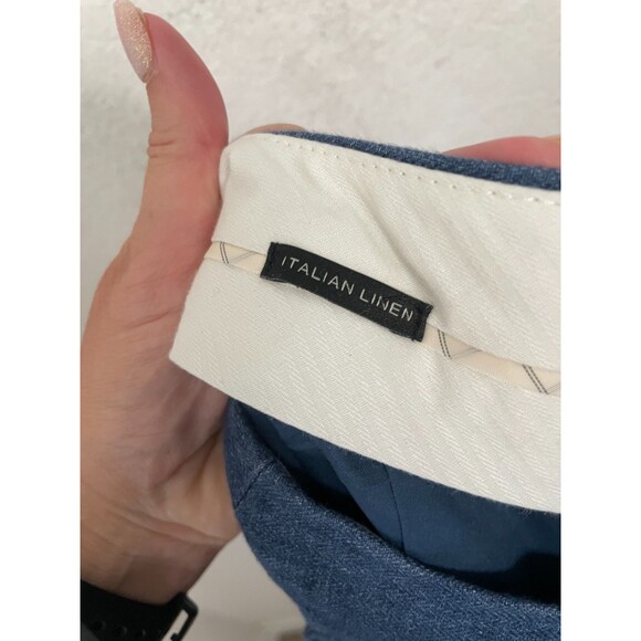 Talbots Womens Heritage Italian Linen Pants Size 6 Blue Straight Leg Mid Rise - Picture 6 of 8